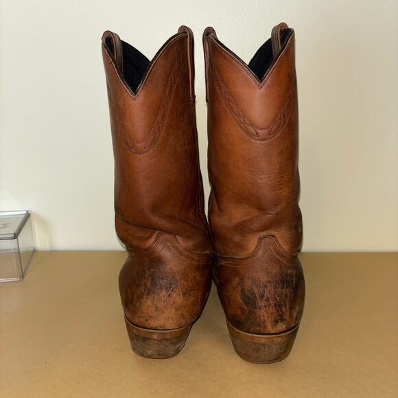 Vintage Laredo Western Cowboy Boots Men’s 13 EW | Brown Leather Pull-On Roper - Picture 6 of 9